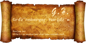 Grünsberger Harlám névjegykártya